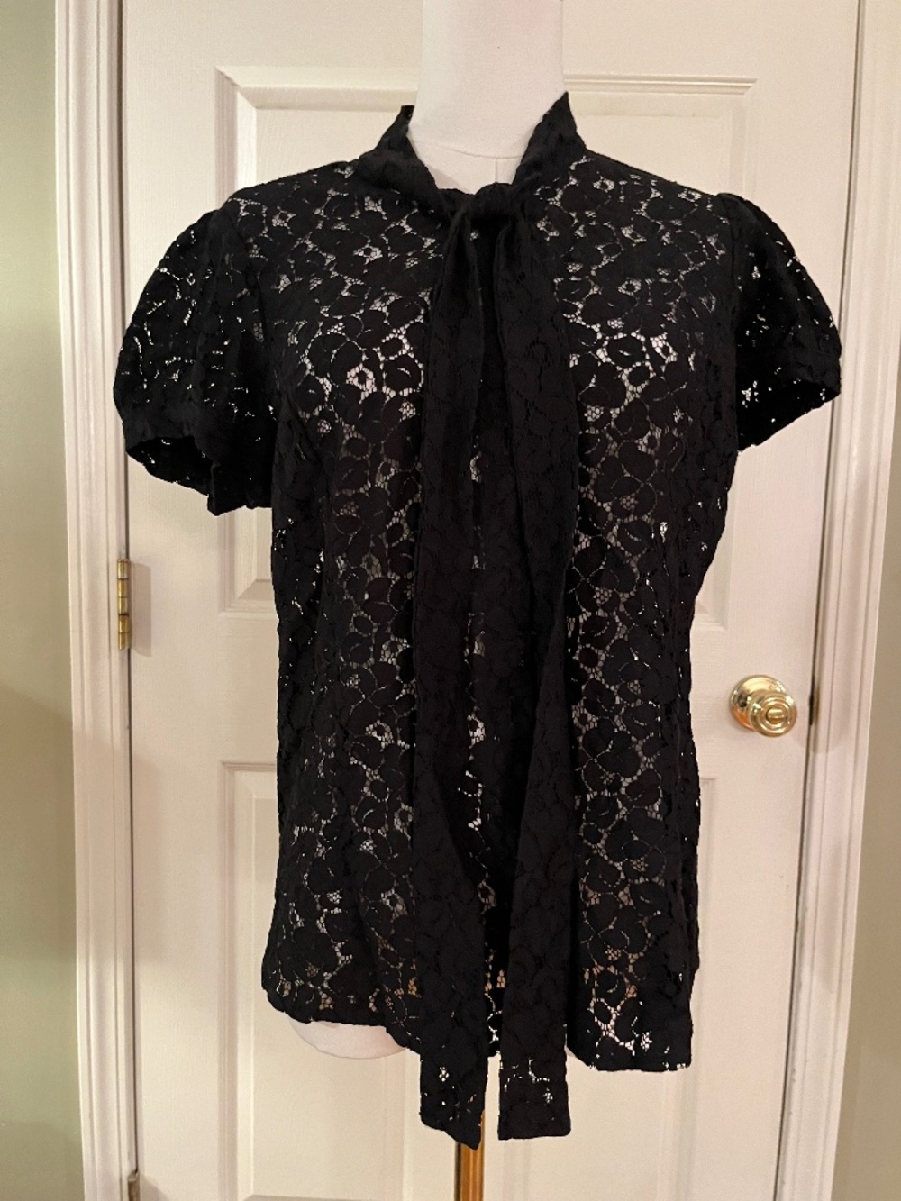 Vintage Y2K Forever 21 Black Lace Blouse Size Small